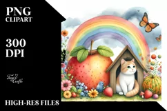 Colorful CAT House with Rainbow | Sublimation | Clipart Product Image 3