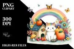 Colorful CAT House with Rainbow | Sublimation | Clipart Product Image 3