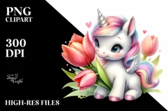 Baby Unicorn Tulip Clipart Product Image 3