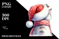 a Cute Christmass Cat with Santa Hat PNG Product Image 3