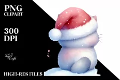 Cute Cat with Santa Hat, Summer PNG Product Image 3