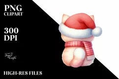 a Cute Christmass Cat from Behind with Santa Hat PNG Product Image 1