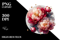 Abstract Peonies Round Wood Splash PNG Product Image 2
