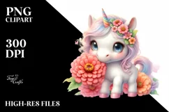 Baby Unicorn Zinnia Clipart Product Image 3