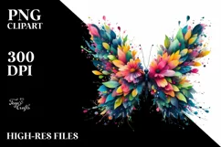 Abstract Vibrant Watercolor Butterfly with Flowers and Product Image 3