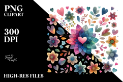 Colorful Heart Petals Boho Flower PNG Product Image 2