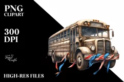 Vintage Dirty Bus Ribbons Usa Clipart Product Image 3