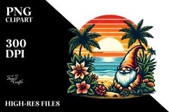 Retro Tropical Gnome Sunset | Sublimation | Clipart Product Image 1