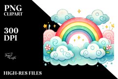 Cute Rainbow between Clouds PNG Product Image 2