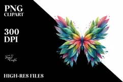 Abstract Vibrant Watercolor Butterfly with Leaves Forming Product Image 1