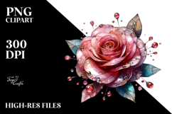 Rose with Metallic Inserts Watercolor PNG Product Image 2