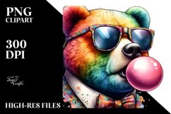 Quirky Bear Blowing Chewing Gum | Clipart Product Image 3