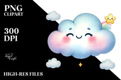 Cute Cloud Watercolor PNG Product Image 2