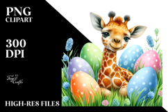 Whimsical Baby Giraffe among Easter Eggs PNG Product Image 2
