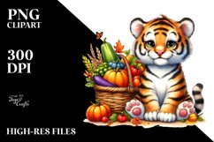 Colorful Baby Tiger with Autumn Vegetables | Sublimation | Product Image 3