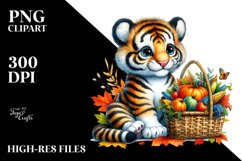 Colorful Baby Tiger with Autumn Vegetables | Sublimation | Product Image 1