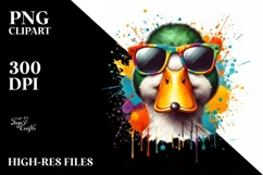 Quirky Colorful Duck Sunglasses Watercolor Product Image 1