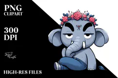 Cartoon Elephant Flower Crown PNG Product Image 2