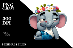 Whimsical Cartoon Elephant PNG Product Image 2