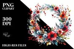 Colorful Wreath with Red Flowers Clipart Product Image 3