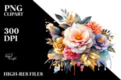 Vibrant Abstract Bouquet with Camellia | Sublimation Clipart Product Image 1