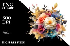 Abstract Bouquet with Camellia Splash | Sublimation Clipart Product Image 1