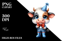 Cute Baby Cow with Party Hat Watercolor | Sublimation | Product Image 2