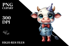 Cute Baby Cow with Party Hat Watercolor | Sublimation | Product Image 2