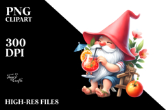 Whimsical Gnome Drinking a Cocktail PNG Product Image 2