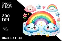 Cute Rainbow Watercolor, Colorful PNG Product Image 2