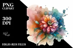 Wooden Zinnia Watercolor Clipart Product Image 3