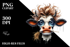 Funny Cow with Cool Hair, Transparent PNG Product Image 2