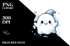 Funny Cute Ghost Watercolor PNG Product Image 2