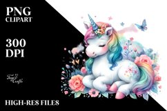 Colorful Baby Unicorn with Spring Petals | Sublimation | Product Image 3