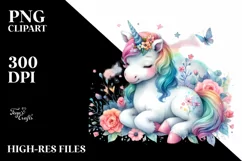 Colorful Baby Unicorn with Spring Petals | Sublimation | Product Image 3