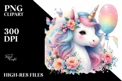 Colorful Baby Unicorn with Spring Petals | Sublimation | Product Image 3