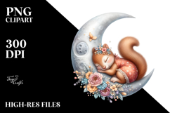 Watercolor Baby Squirrel Sleeping | Clipart Product Image 2