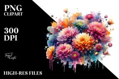 Vibrant Chrysanthemum Bouquet Splash | Sublimation Clipart Product Image 1