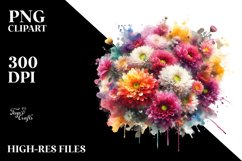 Colorful Chrysanthemum Bouquet Splash | Sublimation Clipart Product Image 3