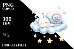 Cute Snail on Cloud with Hanging Stars | Sublimation | Product Image 2