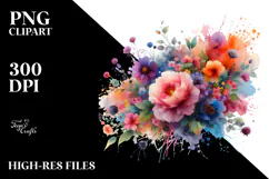 Colorful Flower Painting with Splashes PNG Product Image 2