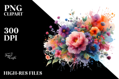 Colorful Flower Painting with Splashes PNG Product Image 2