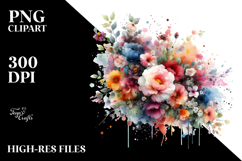 Colorful Flower Painting with Splashes PNG Product Image 2