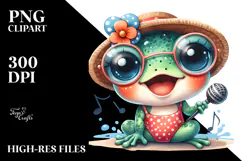 Cute Baby Frog Dressed for the Beach PNG Product Image 2