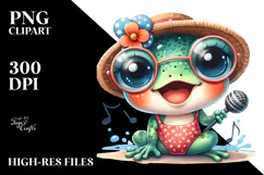 Baby Frog with Singer Look, Energetic PNG Product Image 2