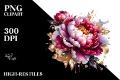 Shiny Peonies Golden Insertions Clipart Product Image 1