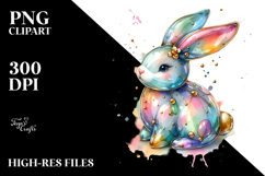 Vibrant Bunny with Golden Inserts, Transparent PNG Product Image 2