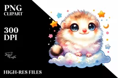 Colorful Baby Lemming with Stars and Clouds | Clipart Product Image 3