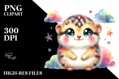 Colorful Baby Lemming with Stars and Clouds | Clipart Product Image 1
