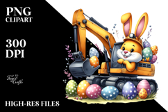 Bunny with Easter Egg and Excavator PNG Product Image 2